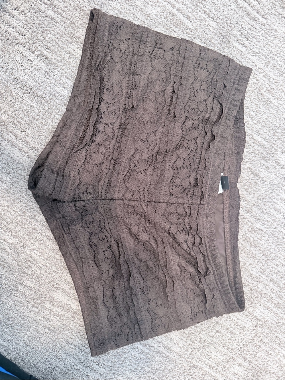 SHEIN Lace Knit High-Waist Shorts - Charcoal Gray